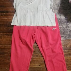 Nike Womens Hot Pink Sweatpants with White Swoosh